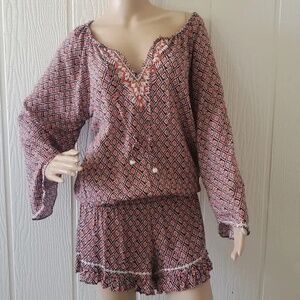 Taj by Sabrina Cripp Resort Wear Bohemian Beaded Romper S